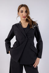 Embellished Shoulder Double Breasted Blazer\زيلب فرخزم ىلع ف