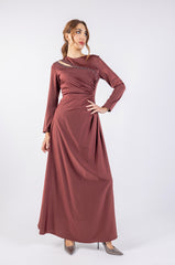 Embellished Asymmetric Solid Maxi Dress