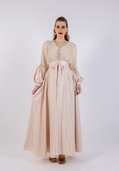 Embellished V-Neck Puff Sleeve Gown\اتسف فرخزم مامكأب ةضافضف طخو قنع ىلع  لكش فرح V