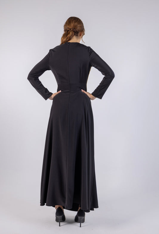 Embellished Asymmetric Solid Maxi Dress