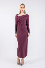 Asymmetric Neckline Fitted Maxi Dress\سف يسكام قيض ةصقب قنع ة