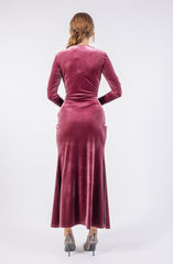 Velvet Embellished Neckline Maxi Dress\تسف يسكام ةقايب ةيلمخم ف