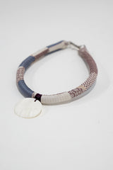 Elegant Fabric & Shell Pendant Choker