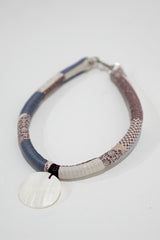 Elegant Fabric & Shell Pendant Choker