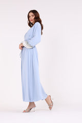 2443019-Embelished Sleeves Solid Maxi Dress