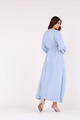 2443019-Embelished Sleeves Solid Maxi Dress