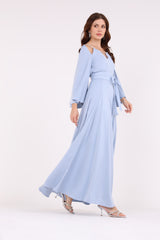 2443020-Off-Shoulder Cut Blue Maxi Dress