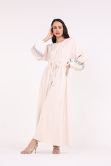 2443019-Embellished Sleeves Solid Maxi Dress