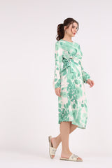 Leaves Printed Wrap Dress