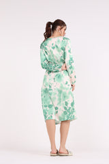 Leaves Printed Wrap Dress