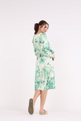 Leaves Printed Wrap Dress