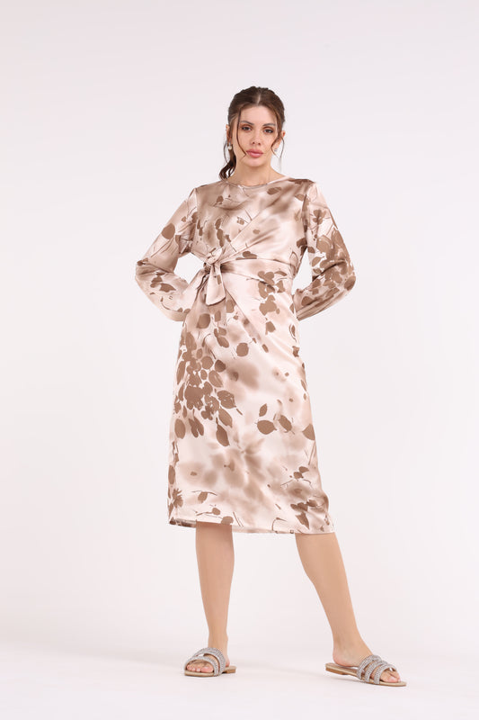 Leaves Printed Wrap Dress