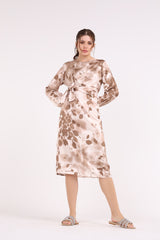 Leaves Printed Wrap Dress