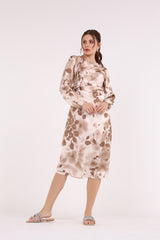 Leaves Printed Wrap Dress