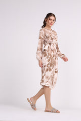 Leaves Printed Wrap Dress