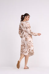 Leaves Printed Wrap Dress