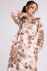 Leaves Printed Wrap Dress