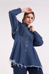 Tight Waist Line Denim Shirt