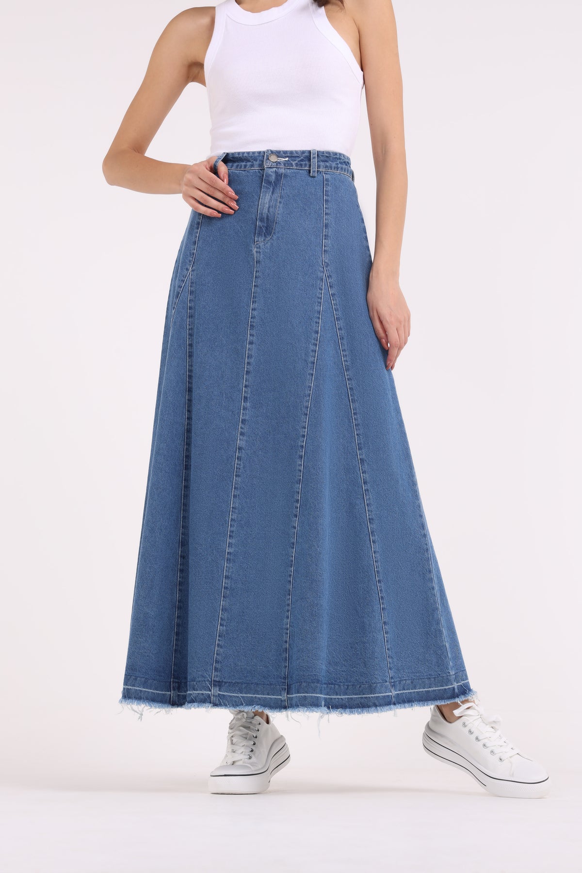 Denim Loose Fit Maxi Skirt