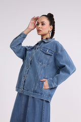 Back Printed Loose Fit Denim Jacket