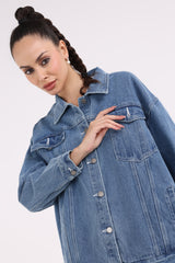 Back Printed Loose Fit Denim Jacket