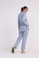 Elastic Waist Straight Leg Solid Trouser