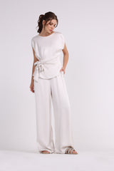 High Waisted Solid Wide Leg Trouser