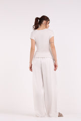 High Waisted Solid Wide Leg Trouser