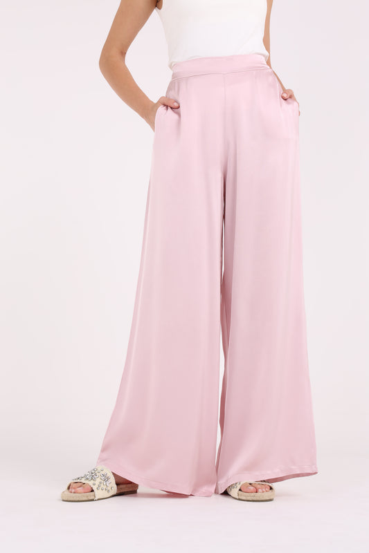 High Waisted Solid Wide Leg Trouser