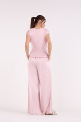 High Waisted Solid Wide Leg Trouser