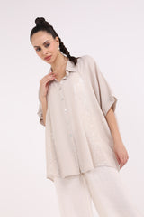 Shine Embellishment Buttoned Solid Shirt