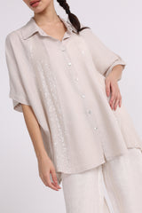 Shine Embellishment Buttoned Solid Shirt