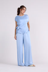 High Waisted Solid Wide Leg Trouser