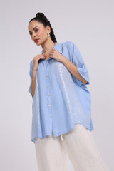 Shine Embellishment Buttoned Solid Shirt