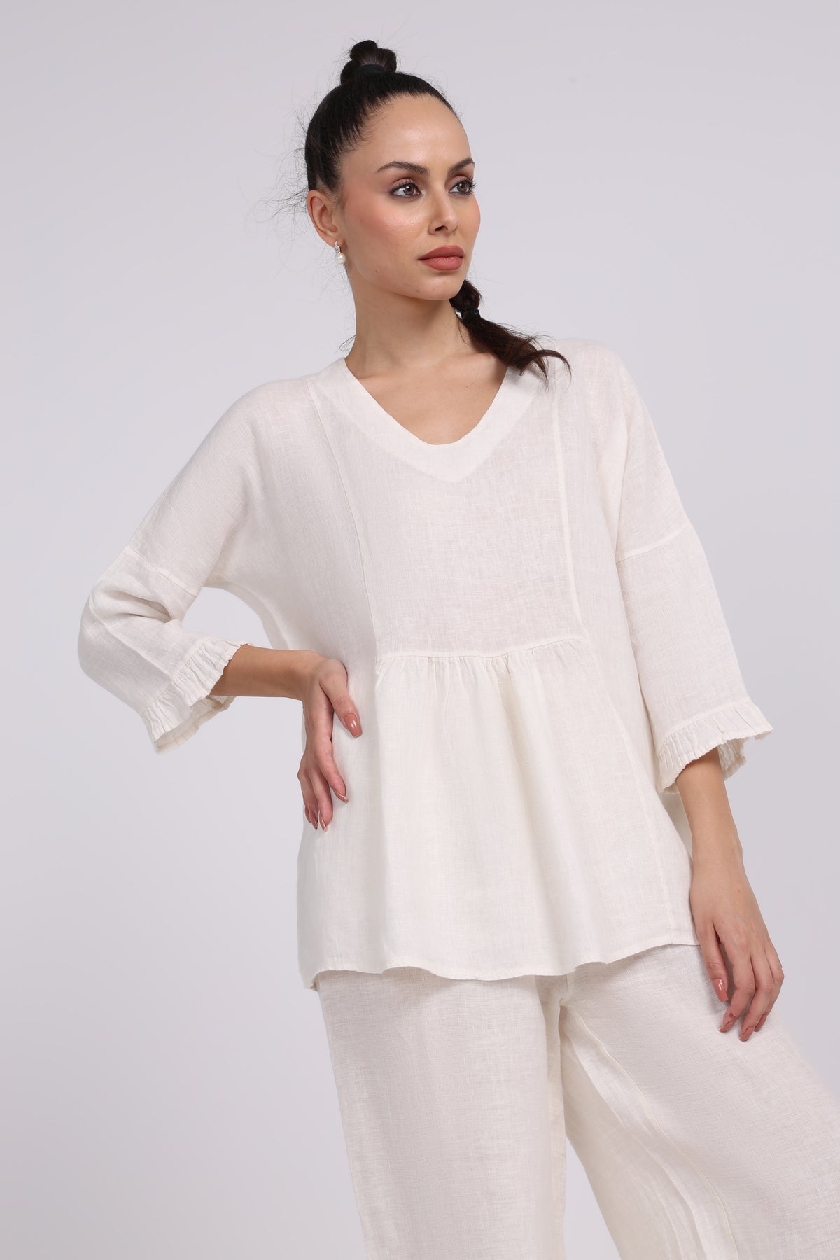 Ruffled Hem Solid Top