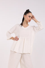 Ruffled Hem Solid Top