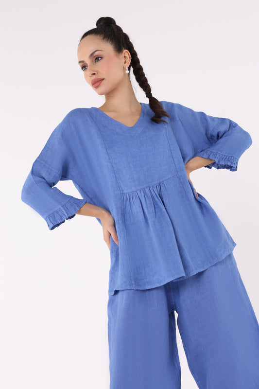 Ruffled Hem Solid Top