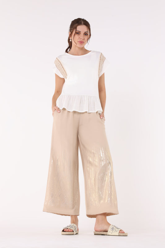 Gold Stitches Detailed Trousers