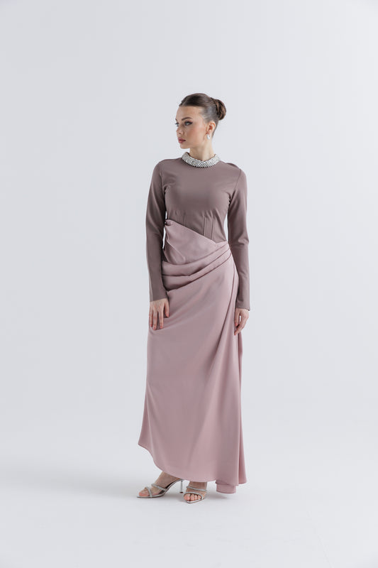 Luxe Draped High-Neck Gown