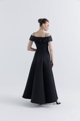 Luxe Off-Shoulder Gown with Dazzling Embellished Straps