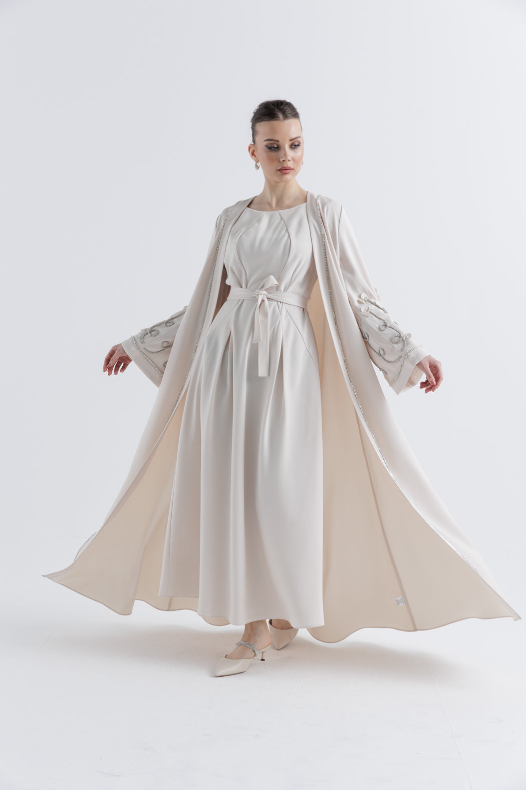 "Ethereal Elegance – Embellished Long Cardigan"