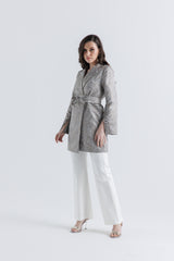 Luxe Brocade Belted Jacket – Elegance Redefined