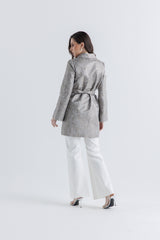 Luxe Brocade Belted Jacket – Elegance Redefined