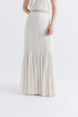 Embellished Waist Pleated Maxi Skirt