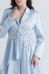 Exclusive Embellished Asymmetrical Long Blazer