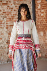 Bohemian-Inspired Embroidered Dress with Layered Wrap Skirt