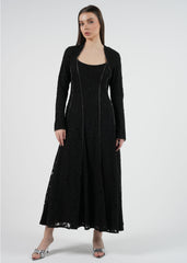 All Over Lace with Embellishment Lines Maxi Dress/فستان طويل من الدانتيل مع خطوط زخرفية