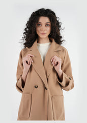 Double-Breasted Wool-Blend Coat\معطف من خليط الصوف مزدوج الأزرار