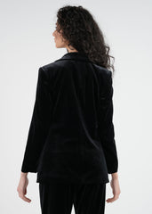 Velvet Blazer with Embellished Brooches\جاكيت بليزر مخمل مع دبابيس مزخرفة