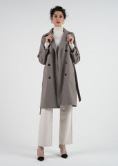 Double-Breast Subtle Embellishments All Over Midi Coat\معطف ميدي مزدوج الصدر مع تطريزات خفيفة